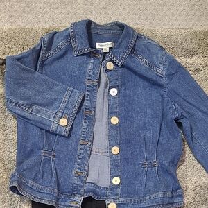 Coldwater Creek Women's Blue Jean Jacket with Button Details